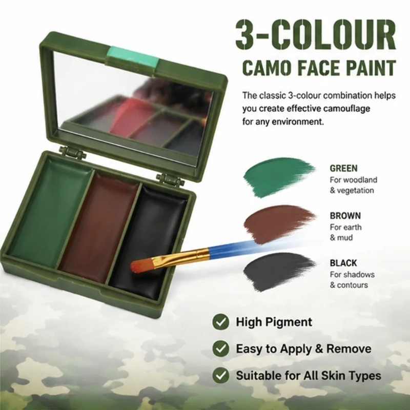 3 Colors Camouflage Face Paint - đánh giá và giá Camo Face Paint